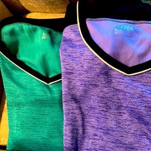 (SOLD)Two Workout Shirts in Green & Purple